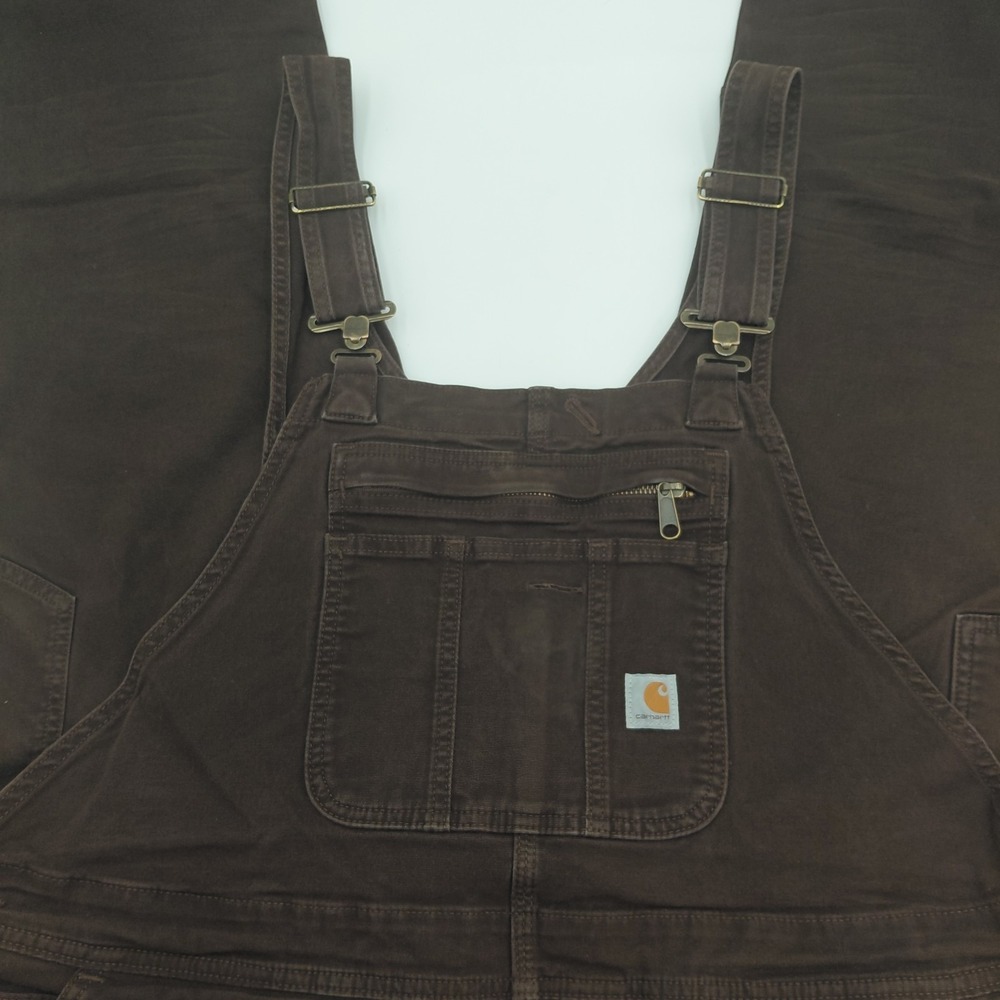 Carhartt Womens Duck Bib Overalls OR2438-W 1X Loose Fit Dark Brown 16W/18W Chore - Picture 3 of 8